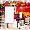 thumbnail image 2 of Metal Light Switch Wall Plate Outlet Cover (Layered Chocolate Vanilla Cake Party Berry Fruit - Single Rocker Single Toggle), 2 of 2