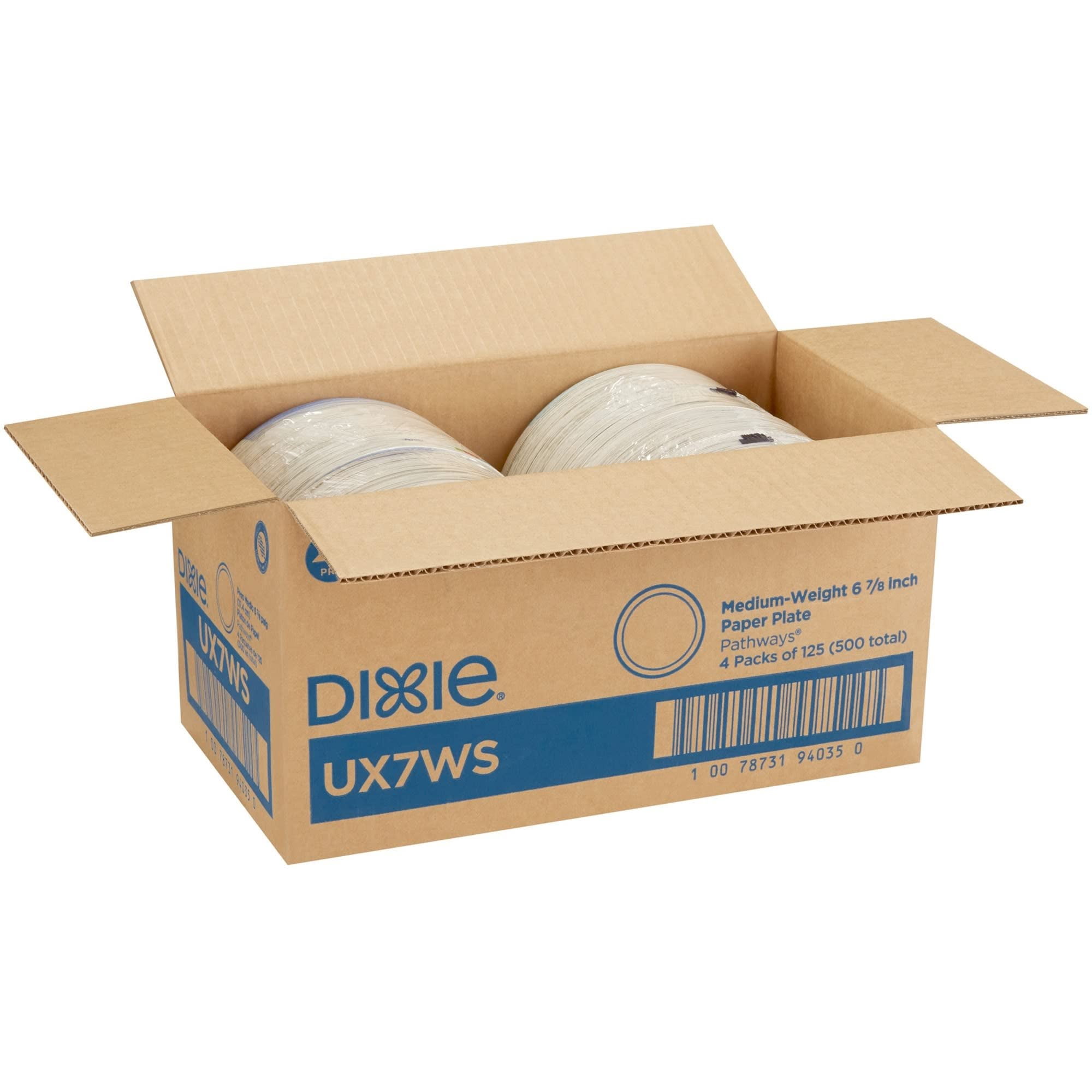 Dixie, DXEUX7WSCT, Pathways Everyday Paper Plates, 6.88" Diameter, 500 / Carton, White