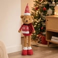 thumbnail image 4 of VORJELT Retractable Leg Christmas Bear Decor - Soft Stuffed Figurine with Adjustable Legs, Cute Holiday Ornament for Fireplace, Shelf & Table - Ideal Winter Gift for Family & Friends A, 4 of 7
