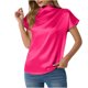 thumbnail image 1 of Camisetas de Manga Corta de Cuello Alto para Mujeres Moda Casual Primavera Cuello Redondo Medio Cuello Alto Hombro Izquierdo Plisado Superior, 1 of 6