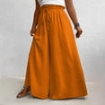 thumbnail image 7 of Plus Size Women's Solid Color Plus Size Elastic Wide Leg Casual Pants with Pockets, Mid Waisted Loose Fit Soft Flowy Trousers for Work Office Beach Summer | UKHCCC,Orange 4XL, 7 of 7