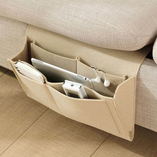 Beige - 32*20*10cm, bolsillo para cama, fieltro, listo para colgar, 5 compartimentos, almacenamiento para sofá