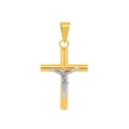thumbnail image 1 of Dije Cristo Casa del Anillo Tubular 2.5 cm Oro Sólido 10k Amarillo, 1 of 3