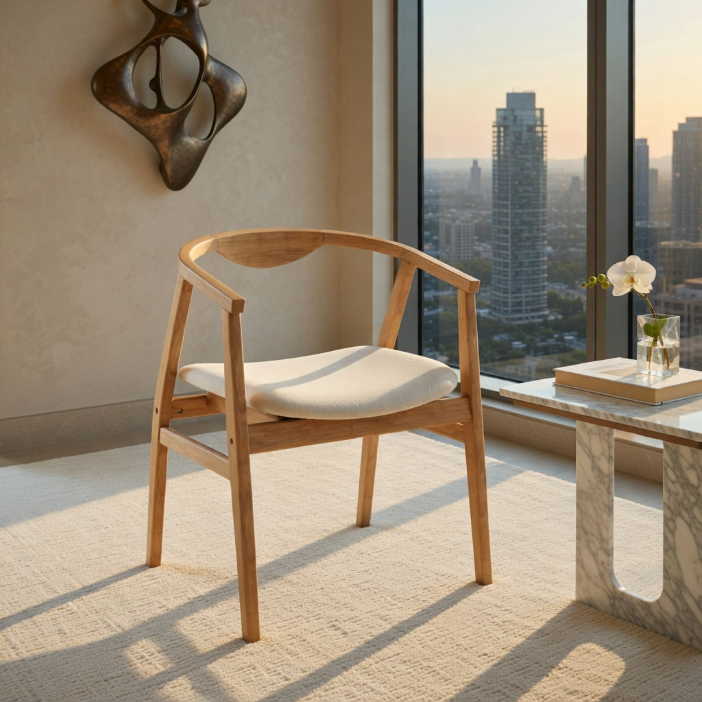 Kadyn Accent Chair, Club Chairs, Wingback Chairs,Reading Lounge Chair,Bamboo Accent Chair with Armrest and Curved Backrest-Natural