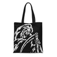 thumbnail image 1 of KDAGR Canvas Tote Bag the Grim Reaper Black and White Colors Scary Horror Reusable Shoulder Grocery Shopping Bags Handbag, 1 of 1