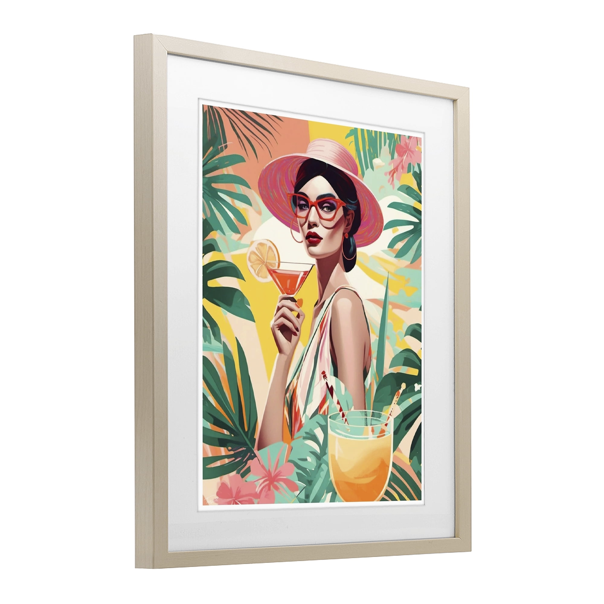 Stupell Industries Exotic Summer Cocktail Birch Framed Print Under Glass, design by Tabz Jones
