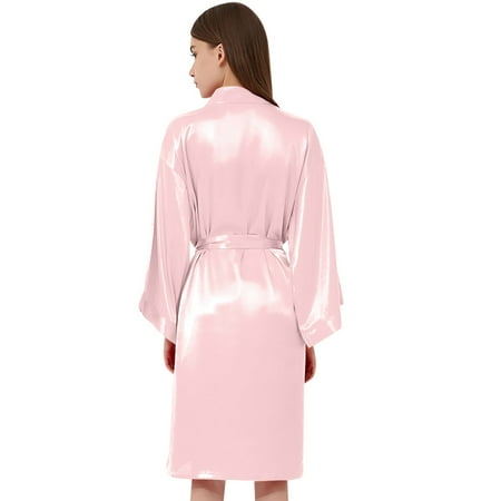 GHSOHS Robes for Women Night Lingerie Dress Sexy Nightgown Women s Wedding Party Team Bride Robe Letters Kimono Satin Pyjamas Bridesmaid Bathrobe Sleepwear Sleepshirt Robe Pajamas Nightgown