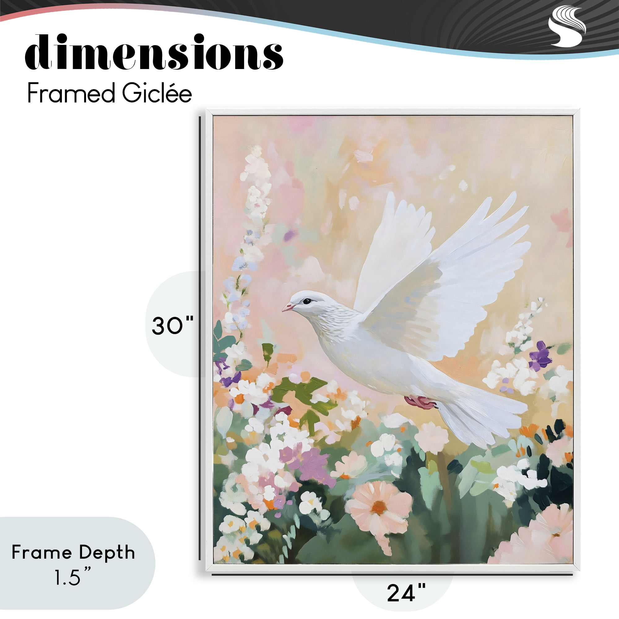 Stupell Industries White Dove Among Spring Blooms White Framed Giclee Art, design by The Prints Vibe