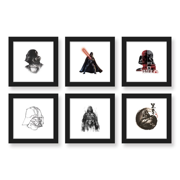 Gallery Pops Star Wars: Saga - Darth Vader Wall Art Bundle (6-Pack), Black Framed Version, 12" x 12"