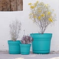 thumbnail image 3 of (3 pack) Bloem Saturn 10" Round Plastic Planter - Indoor/Outdoor, Snap-in Saucer & Drainage Holes, Bermuda Teal, 3 of 9