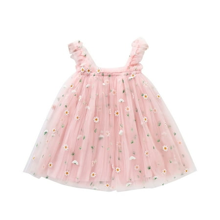 

Ketyyh-chn99 Baby Girls Dresses Sling Floral Casual Dress Girls Party Dress 2024 Pink 3-4 Years