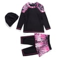 thumbnail image 6 of YTDSCS Kids Swimsuits Set for Girls 3Pcs Swimwear Pant Set Teen Printing Swim Suits Long Sleeve Ruffle Bikin Little Big Girls Bathing Suit with Hat,Size 2-14Years, 6 of 8