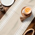 thumbnail image 3 of Table Runners 70 Inches Long Dress Scarves, Cream Striped Farmhouse Coffee/Dining/Kitchen Table Decor, Holiday Table Runner, Farmhouse Beige White Stripes Aesthetics 13x70 Inch, 3 of 9