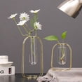 thumbnail image 2 of FUTUREORYY Golden Glass Vase With Metal Frame 1Set For Minimalist Home Decor, 2 of 8