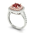 thumbnail image 2 of 1.615 ctw Solitaire with Zirconia Diamond Accents Anniversary Ring for Women | Round Cut Natural Garnet | Hyperallergenic Solid 18K White/Rose Gold, 2 of 5