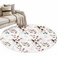 thumbnail image 2 of Area Rug 36in, Fall Leaves Orange Gray Ombre Floor Carpet Living Room Rug, Pastoral Bird Watercolor Non-Slip Welcome Mat Indoor Rugs for Bedroom Dining Room, 2 of 9