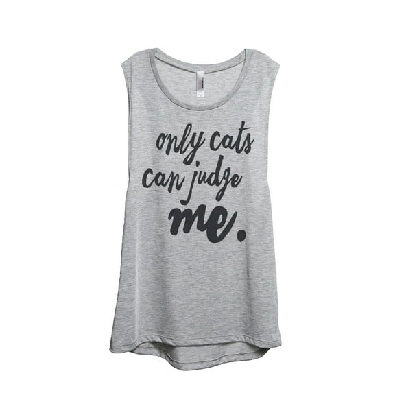 Thread Tank Only Cats Can Judge Me Women's Fashion Sleeveless Muscle Tank Top Sport Grey X-Large