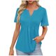 thumbnail image 1 of Camisas de Manga Corta para las Mujeres Casual Color Sólido Plisado V-Cuello Blusas, Moda Verano Top para Diario Y Fiesta, 1 of 7