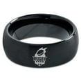 thumbnail image 2 of Tungsten Rugby Crest Band Ring 8mm Men Women Comfort Fit Black Dome Brushed Polished, 2 of 4
