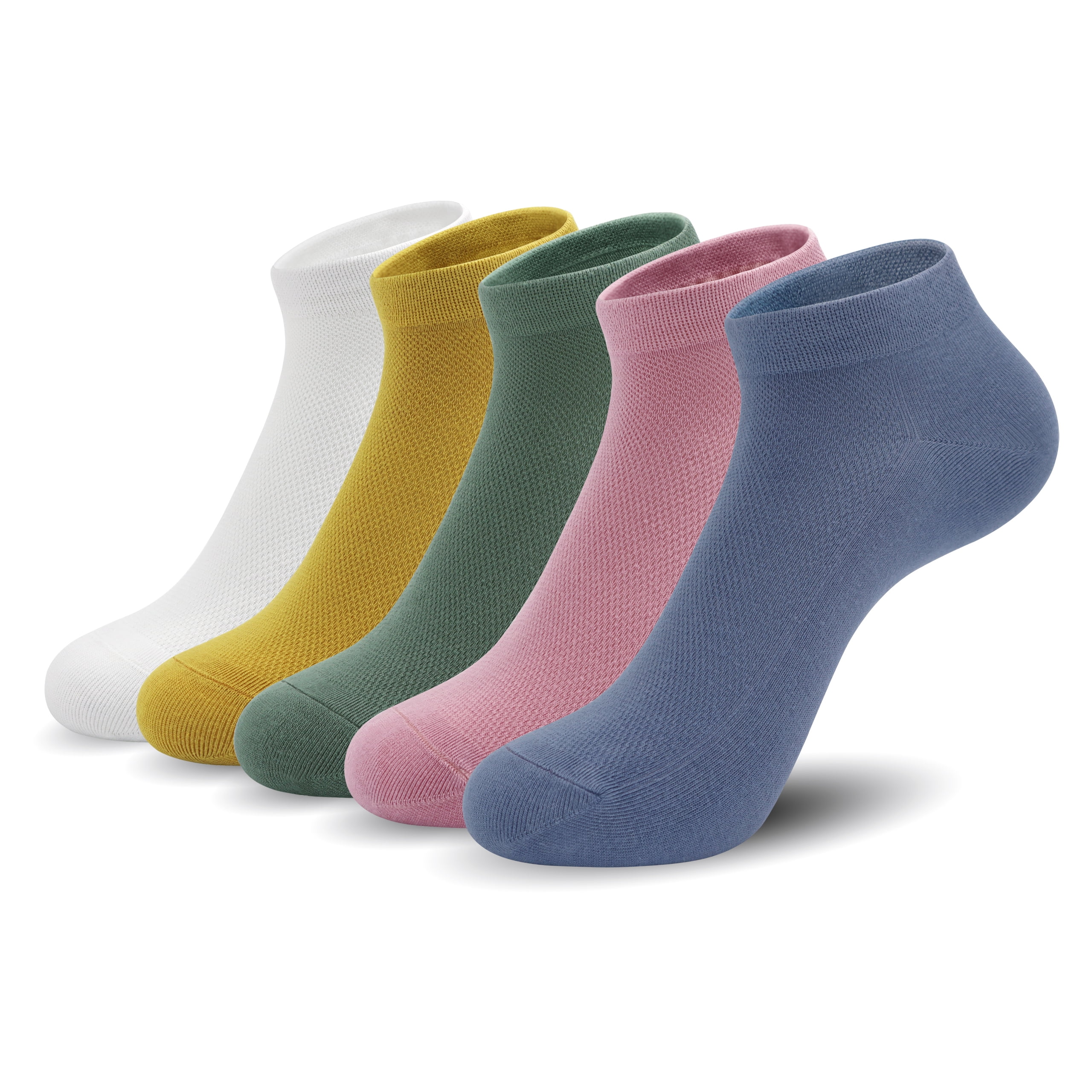SERISIMPLE Women Thin Mesh Bamboo Ankle Breathable Sock Summer Low-Cut Socks 5 Pairs (Assorted1, Medium)