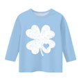 thumbnail image 2 of T-Shirt Fille Fête de la Saint-Patrick, Mignon T-Shirt Graphique à Manches 3/4 Col Rond avec Imprimé Irlandais, Hauts Décontractés Printemps Été pour Vacances, Fête d'Anniversaire et Usage Quotidien Bleu Ciel 130, 2 of 5