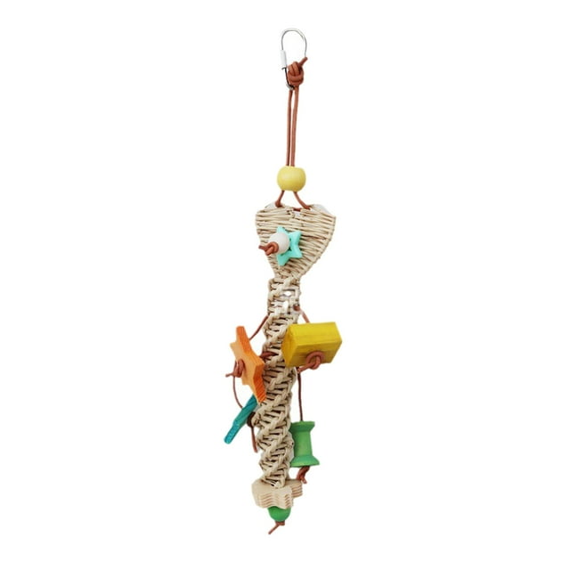 Jouet à Mâcher pour Oiseaux Perchoir d'Entraînement Jouet à Râper pour Conures Cacatoès Inséparables 5x34cm