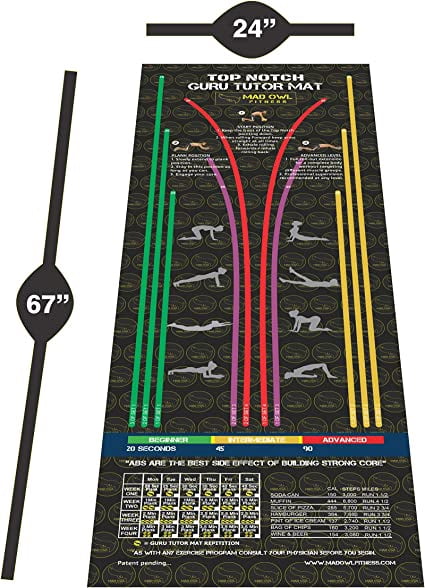 Mad Owl Fitness Gear, Guru Tutor Yoga Mat Strengthening & Non-Slip Lightweight and Portable Exercise Mat for Women/Men Home, Pilates, & Floor Exercises & Moisture-Resistant