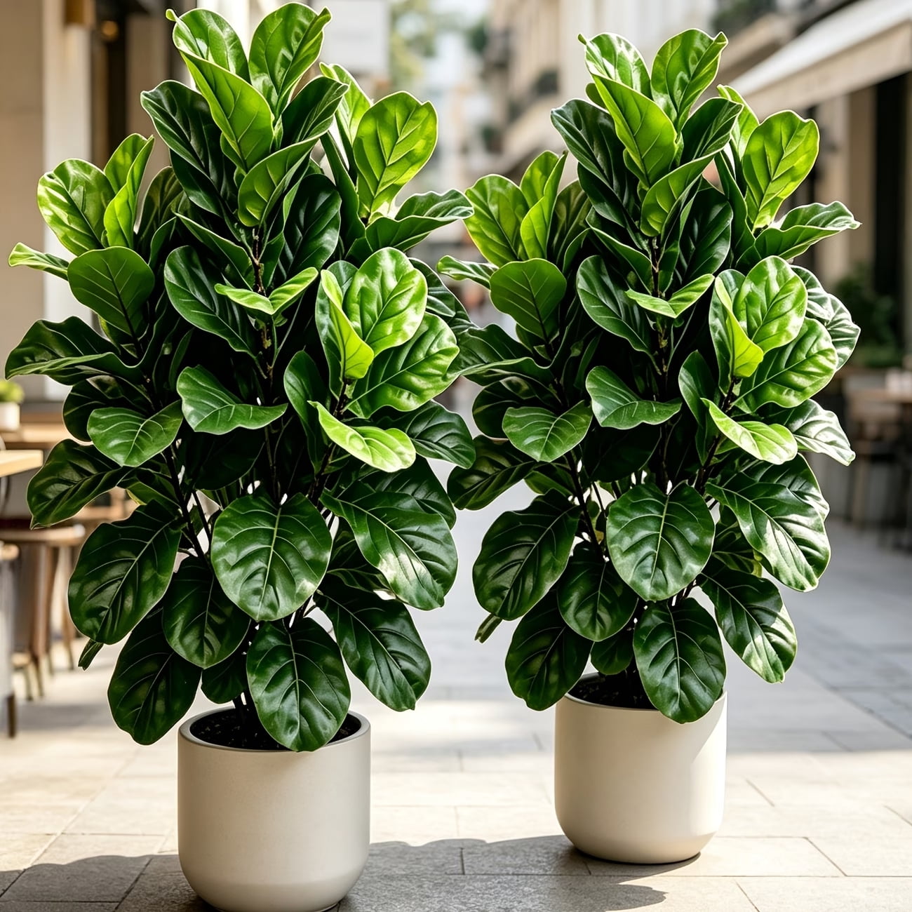 2 Pack Artificial Fiddle Leaf Fig Tree 2.8ft Fake Potted Plant for Entryway Balcony Home Office Apartment Living Room Indoor Outdoor Modern Decor Small Space Greenery