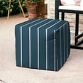 thumbnail image 5 of 17" Turquoise Cube Striped Indoor Outdoor Pouf Cover, 5 of 5