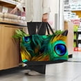 thumbnail image 6 of Peacock Feathers Large Capacity Reusable Foldable Oxford Cloth Storage Bin Shopping Basket Shopping Bag Grocery Bags, 6 of 7