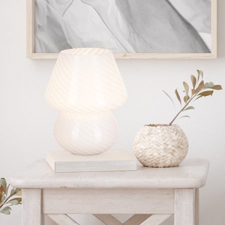 Catalina Lighting Mushroom Table Lamp, White Glass, White