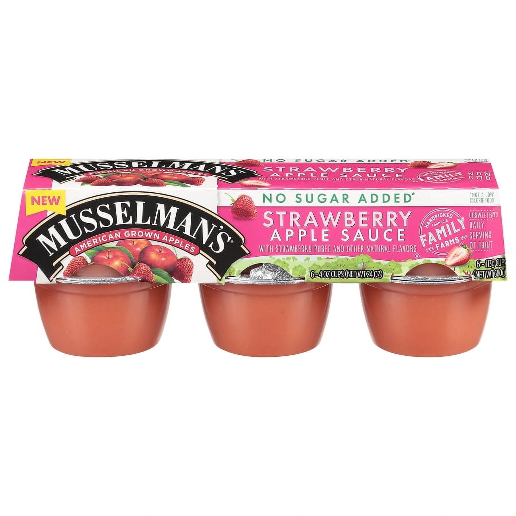 (12 pack) Musselman's No Sugar Added Strawberry Applesauce 4oz, 6 count