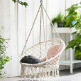 thumbnail image 2 of Hanging Outdoor Swing Chair Macrame Cotton Hammock Chair - Off-White, 2 of 8