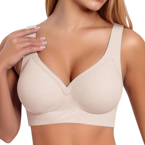 Jelly Bras for Women Push Up Cool Touch Smooth Wireless Bra Summer Thin Breathable Comfort Light Support Sports Bralette Beige L