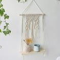 thumbnail image 5 of Xecvkr Woven Hanging Shelf Macrame Wooden Floating Planter Stand for Indoor Plants Flowerpot Display Rack Boho Home Decor, 5 of 6