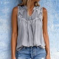 thumbnail image 5 of Lace Camisoles for Women Petite,Junior Plus Size Chiffon Cami with Drawstring,Sleeveless Floral Ruched Elastic Hem Tunic Tank Top, 5 of 6