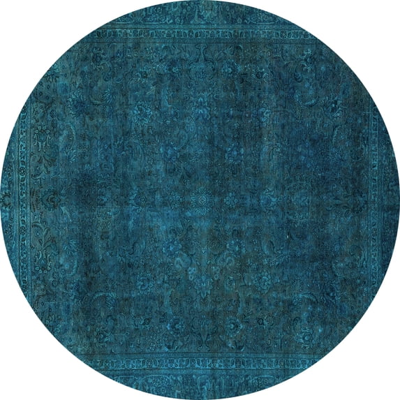 Ahgly Company Indoor Round Abstract Light Blue Modern Area Rugs, 6' Round