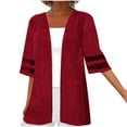 thumbnail image 2 of ESSSUT Femmes Casual Tops Femmes Tendances Cardigan jusqu'à Casual Couleur Unie Demi Manches Hoodeless Tops Rouge S, 2 of 5