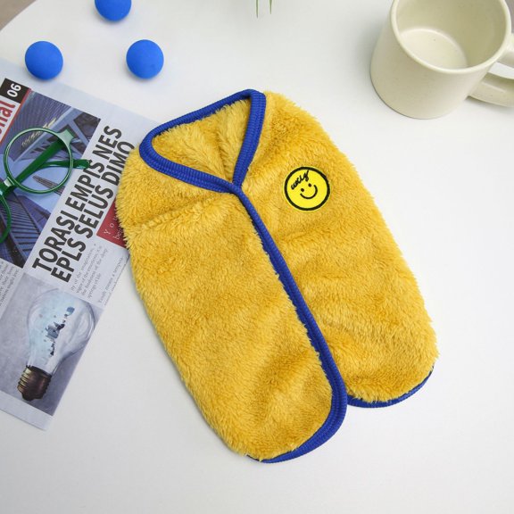 2022 Mao Mao Smiley Velvet Double-sided Cotton Velvet Dog Clothes Autumn And Winter Warm Pet Dog Clothing yellow S