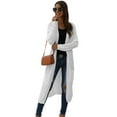 thumbnail image 1 of Cardigans Sweaters for Women Long Sleeves Open Front Soft Loose Solid Color Casual Knitted with Pockets,White,Large, 1 of 5