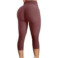 thumbnail image 3 of Abcnature Womens High Waist Yoga Capris, Workout Sports Pants, Running Athletic Yoga Pants Leggings Watermelon Red L, 3 of 4