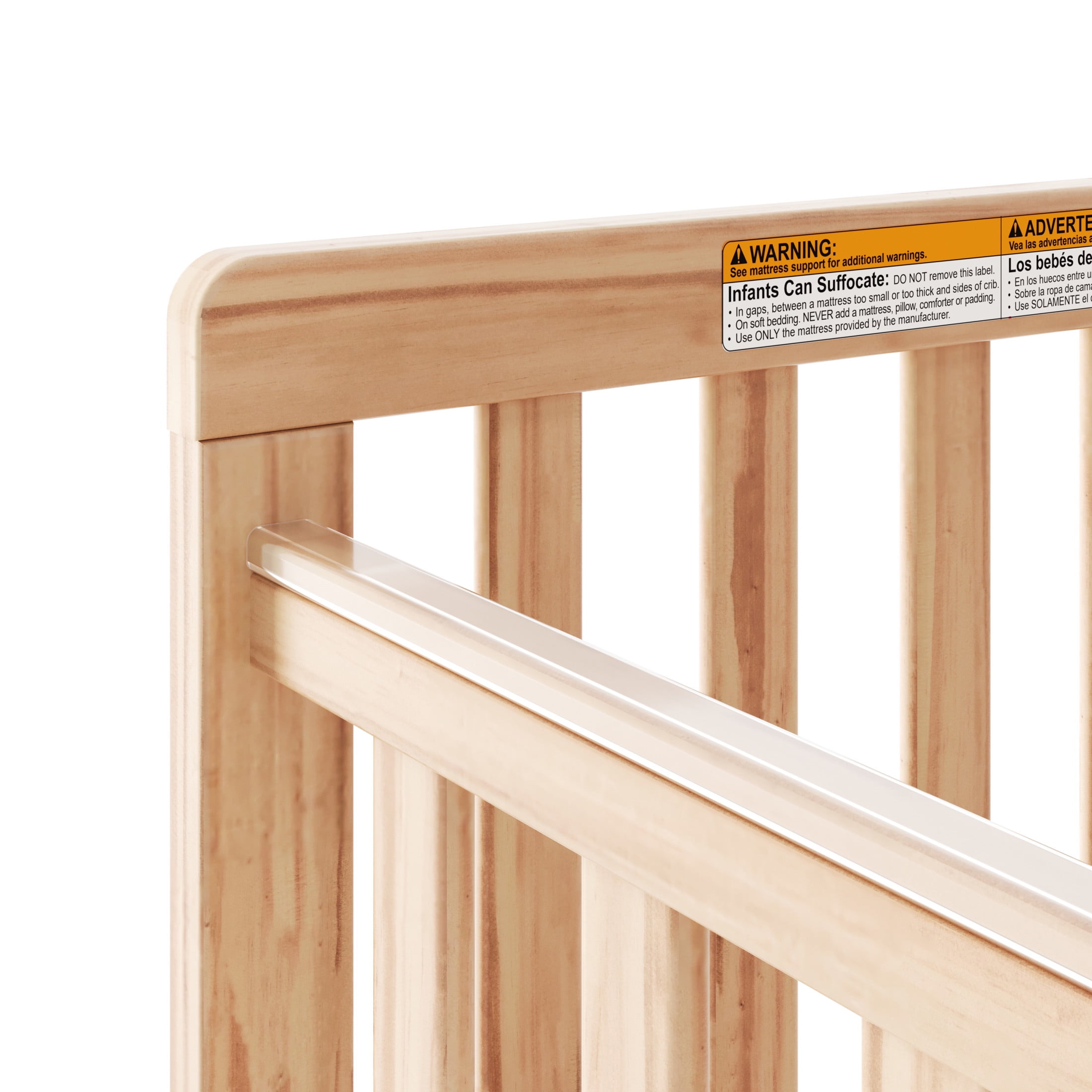 Foundations SafetyCraft Compact Slatted Crib, 3" Mattress Included, Locking Wheels, Natural