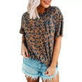 thumbnail image 6 of Trendfront Womens Leopard Print T Shirts With Cheetah Print Accent Crewneck Short Sleeve Relaxed Fit Casual Summer Everyday Animal Graphic Tee Tops, 6 of 8