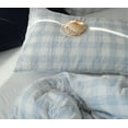 thumbnail image 4 of 3 Pieces Blue Buffalo Plaid Muslin Duvet Cover Set Vintage Aesthetic Cotton Bedding Set Natural Soft & Breathable Plaid Checkered Queen Duvet Cover, 4 of 6