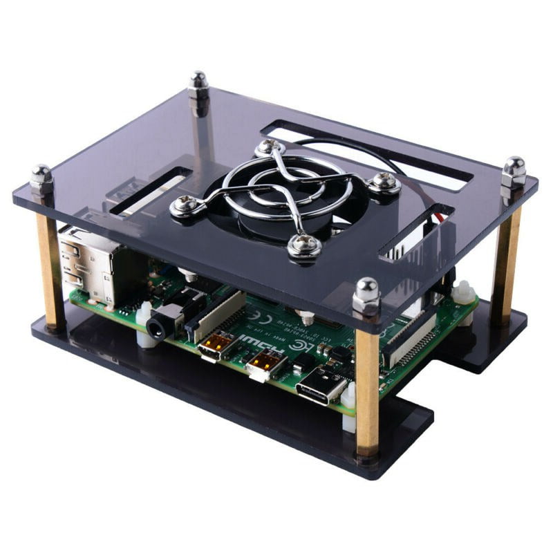SainSmart Black Slices Case with Cooling Fan for Raspberry Pi 3 Model B 