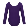 thumbnail image 2 of Runhomal Kids Girls Long Sleeves Round Neck Plain Ballet Dance Leotard Gymnastics Exercise Yoga Purple 6, 2 of 7