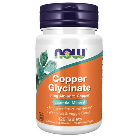 NOW Foods Copper Glycinate, 3 mg, 120 Tablets