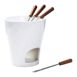 Ceramic Cheese Fondue Set With Forks And Candle Chocolate - Temu