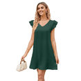 thumbnail image 1 of Robes d'Été pour Femmes Col en V Manches Courtes Robe Mini Décontractée Vert Foncé TG, 1 of 8