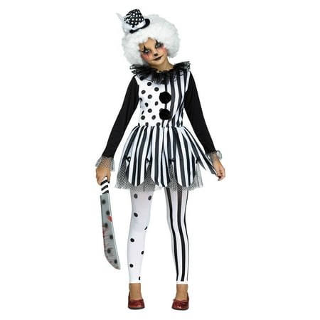 Girls Freak show Killer Clown Tutu Dress and Hat Halloween Tights Child